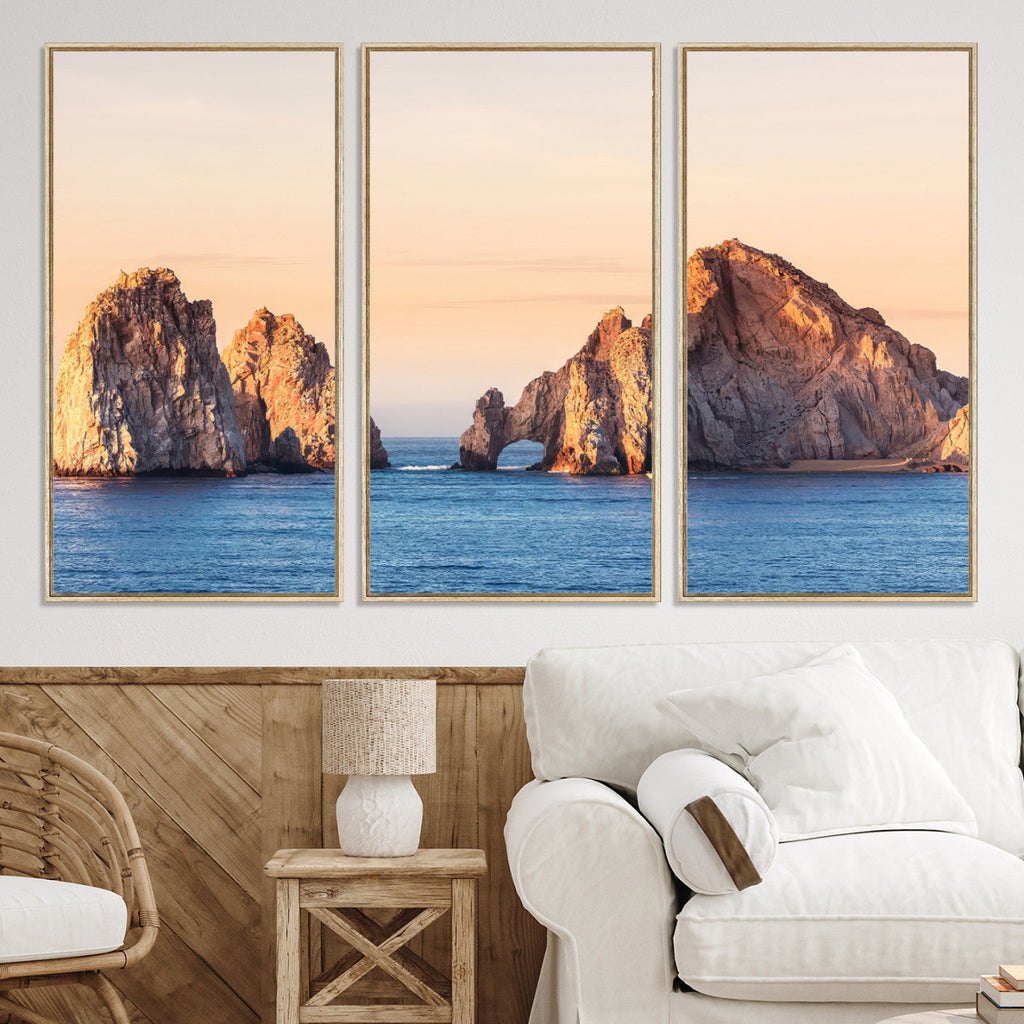 El Arco Wall Art Canvas Print, Framed Cabo San Lucas Ocean Arch Coastal Art