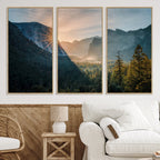 Yosemite Valley Wall Art Canvas Print, Framed Mountain Landscape National Park Art