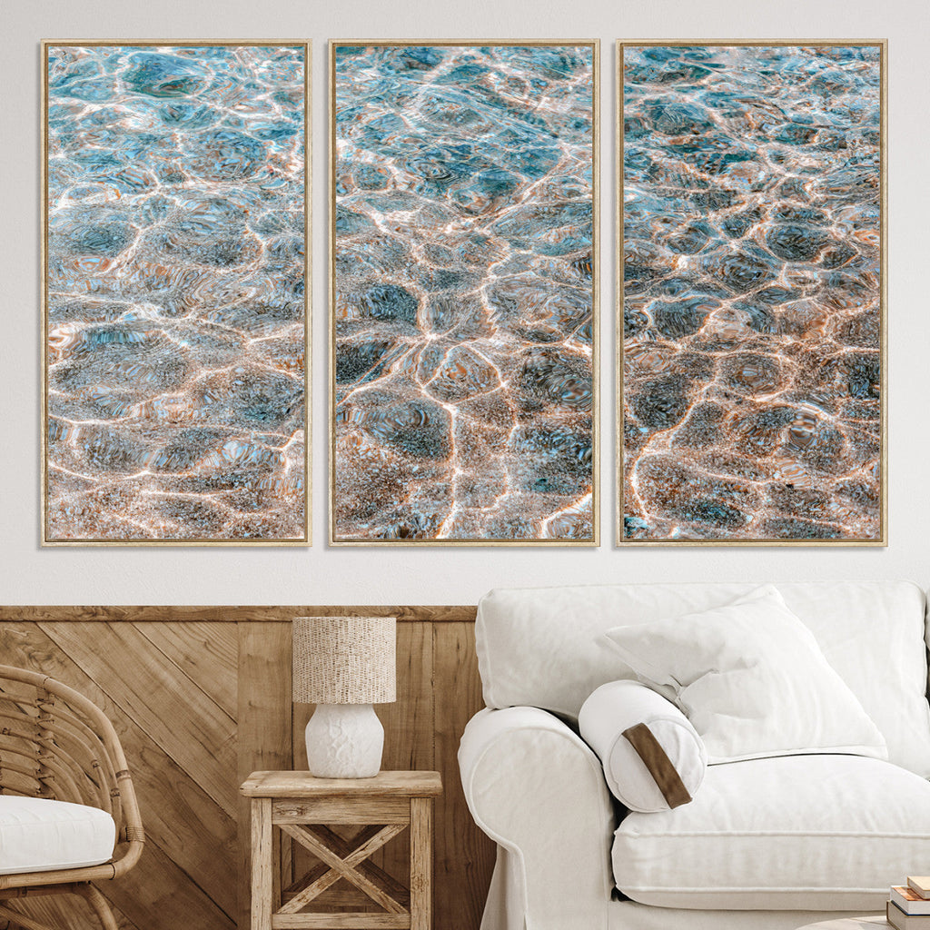 Clear Water Wall Art Canvas Print | Framed Sunlit Ocean Ripples