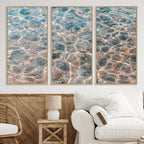 Clear Water Wall Art Canvas Print | Framed Sunlit Ocean Ripples