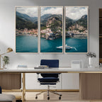 Amalfi Coast Wall Art | Framed Italian Seaside Canvas