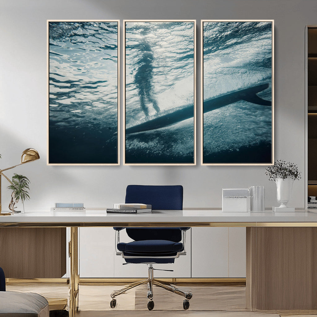 Underwater Surf Wall Art | Framed Ocean Wave Canvas Artwork