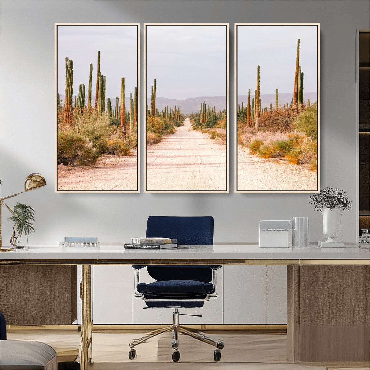 Desert Cactus Wall Art | Framed Southwestern Canvas Artwork