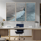 Ocean Waves Wall Art Canvas Print, Framed Coastal Serenity Surf Scene