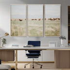 Bison Herd Wall Art Canvas Print, Framed Western Ranch Nature Scene