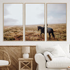 Cowboy Wall Art Canvas Print, Framed Western Rustic Ranch Scene