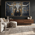 Rustic Bull Wall Art Canvas Print, Longhorn Wall Decor