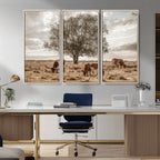 Texas Longhorn Cattle Wall Art, Rustic Western Ranch Canvas