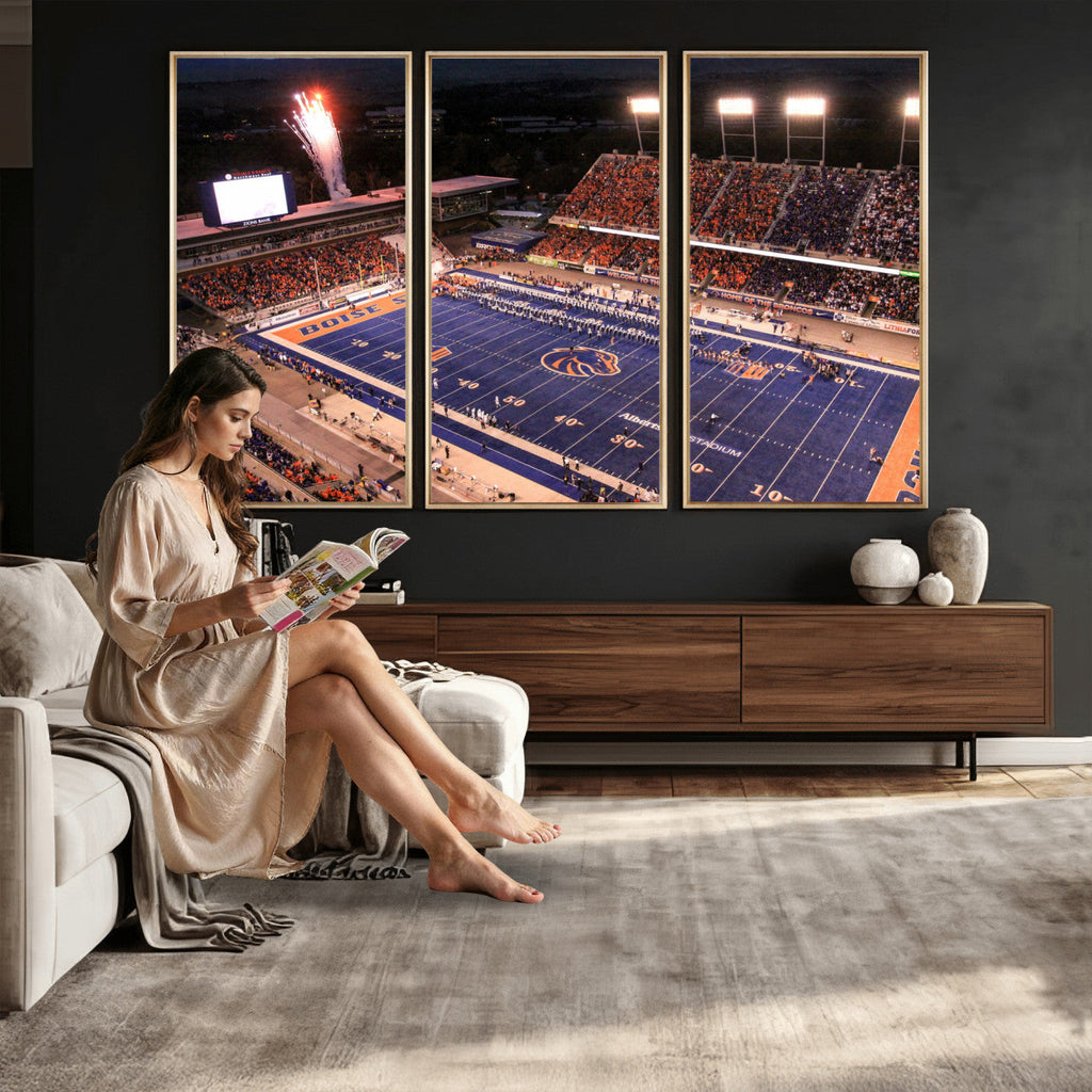 Boise State Broncos Albertsons Stadium Wall Art Canvas Print