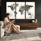 World Map Wall Art Canvas Print for Office Wall Decor