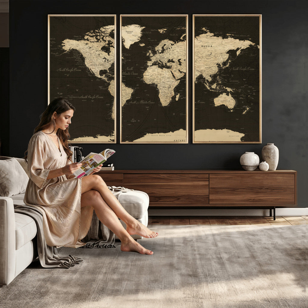 World Map Canvas Print | Framed World Map Wall Art for Couples