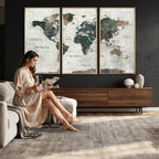 World Map Canvas Print | Framed Travel Map Wall Art for Couples