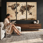 World Map Wall Art Canvas Print