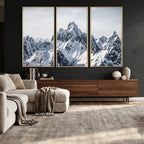 Snowy Mountain Range Canvas Print, Alpine Peaks Landscape Wall Art