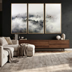 Foggy Forest Wall Art Canvas Print, Misty Pine Tree Landscape