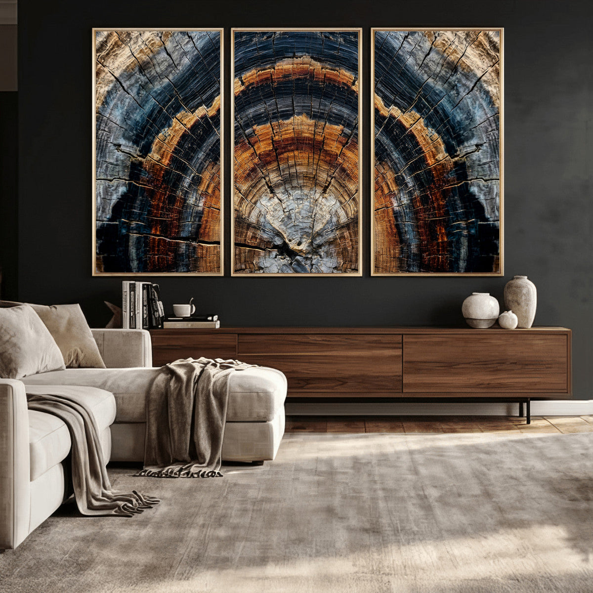 Abstract Wood Grain Canvas Print, Tree Ring Pattern Wall Art, Extra Large Living Room Wall Decor