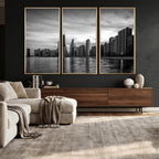Chicago Wall Art Canvas Print, Chicago City Downtown Night Cityscape