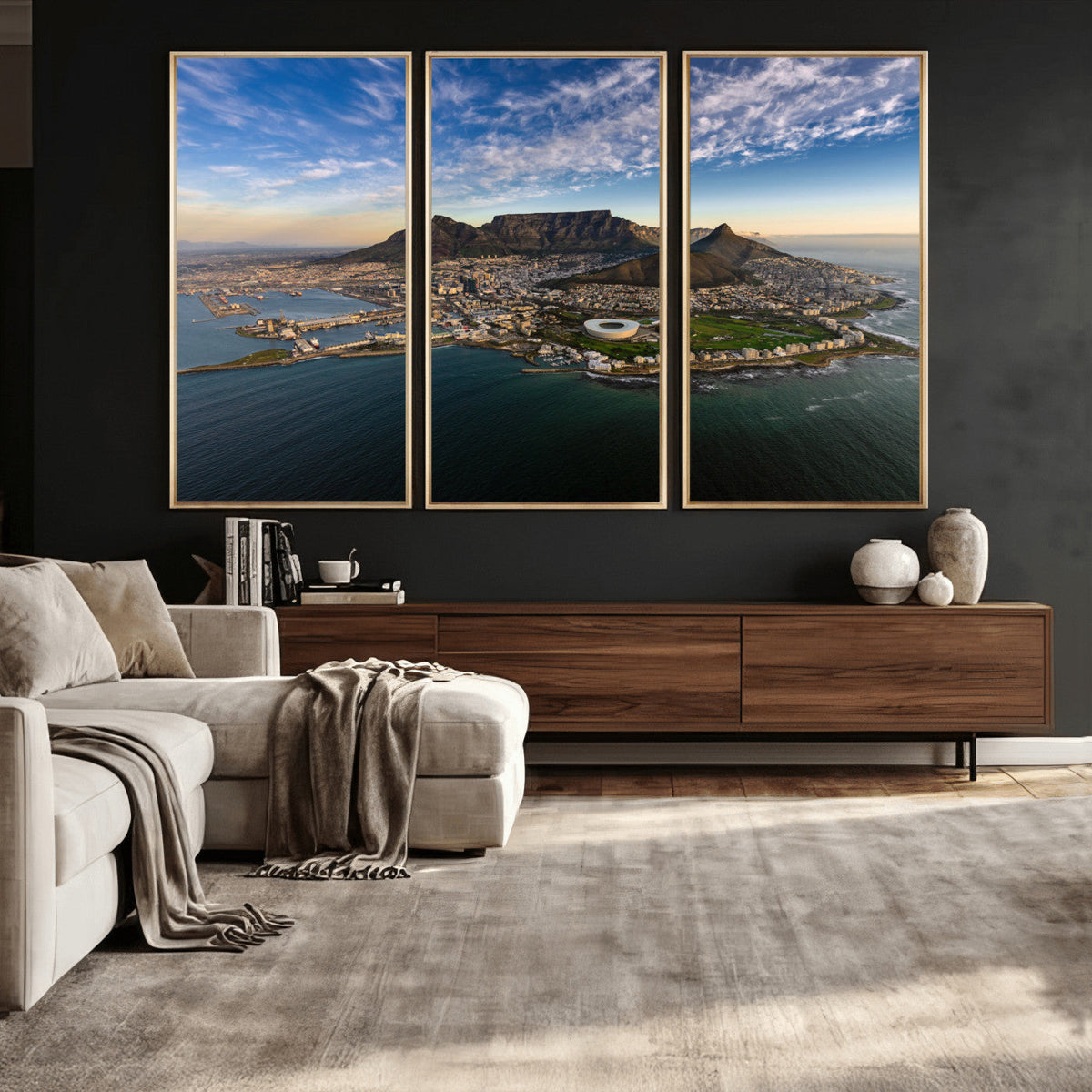 Cape Town Wall Art Canvas Print | Table Mountain Coastal Skyline Panorama