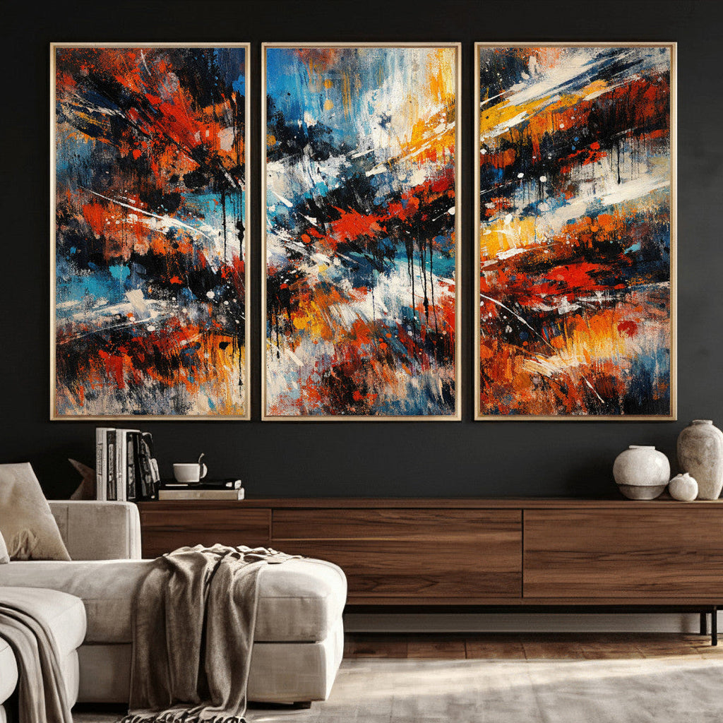 Lyrical Abstract Wall Art Canvas Print, Orange Blue Abstract