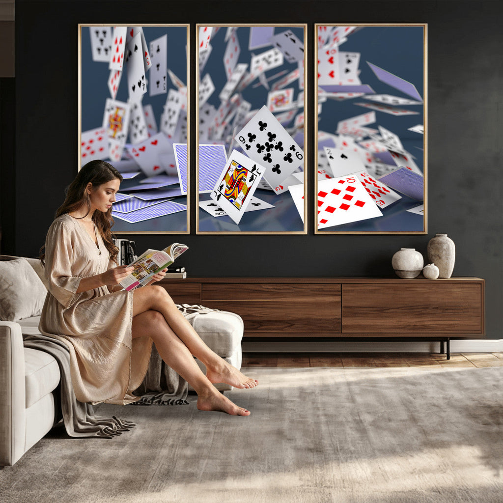 Playing Cards Canvas Wall Art | Casino Game Room Decor