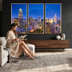 Charlotte Skyline Canvas Wall Art Print | North Carolina Cityscape