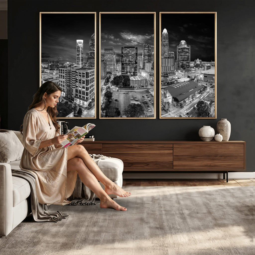 Charlotte Skyline Canvas Wall Art Print | North Carolina Cityscape