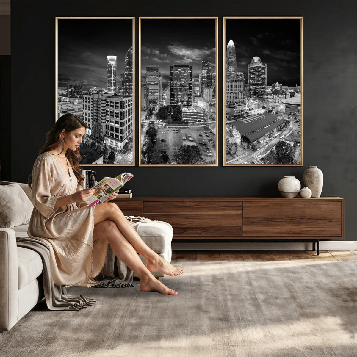 Charlotte Skyline Canvas Wall Art Print | North Carolina Cityscape