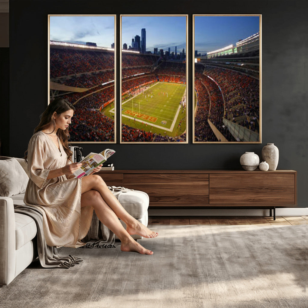Chicago Bears Soldier Field Canvas Wall Art, NFL Stadium Panorama