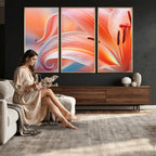 Peach Lily Canvas Wall Art, Coral Pink Flower Macro Photo Print, Botanical Decor