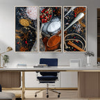 Spices and Seasonings Canvas Wall Art | Colorful Triptych Kitchen Decor
