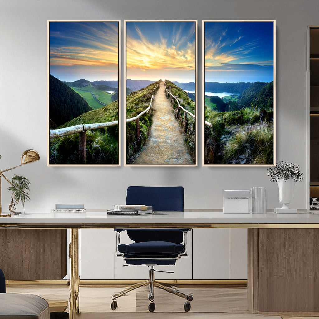 Mountain and Sunset Wall Art Canvas Print