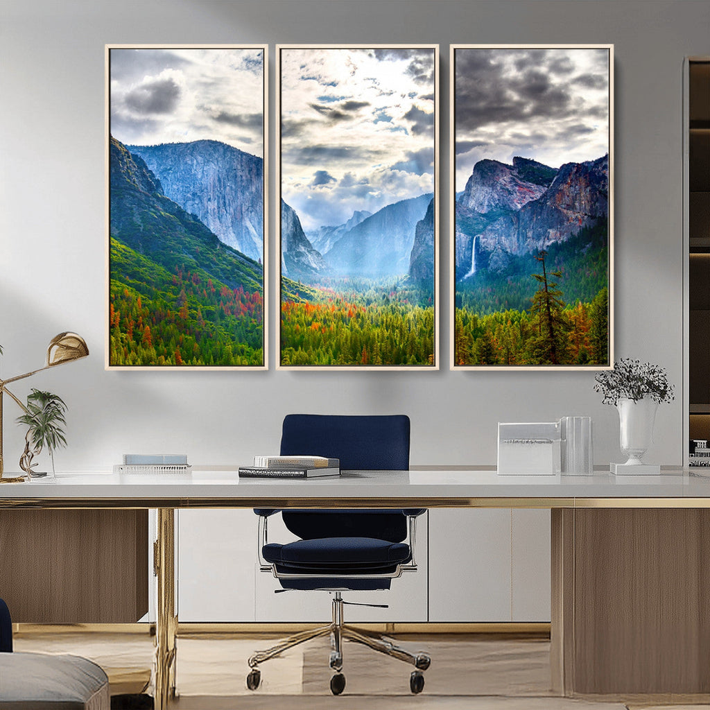 Yosemite Park Half Dome 3 Panel Canvas Print | Large Giclée Landscape Wall Art