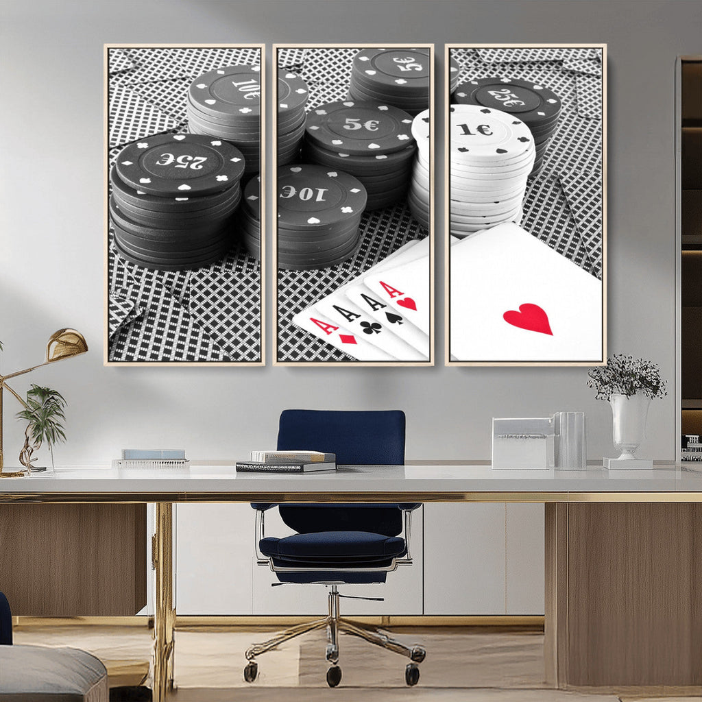 Poker Game Cards Wall Art Canvas, Multi Panel Wall Art