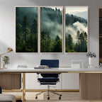 Misty Forest Wall Art Premium Canvas Print, Foggy and Serene Atmosphere