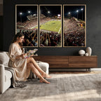 Washington-Grizzly Stadium Canvas Wall Art | Exciting Game Night Atmosphere in Panoramic View