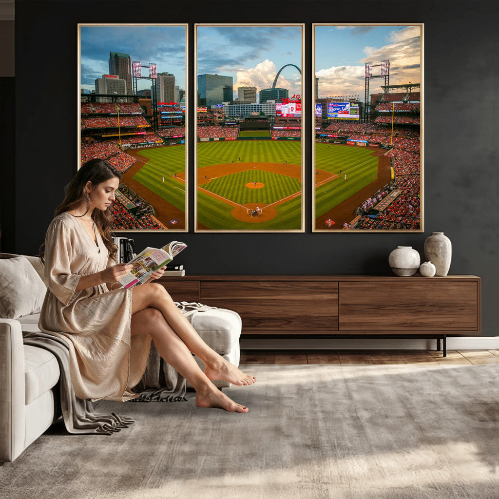 St. Louis Cardinals Baseball Team Print, Busch Stadium Wall Art, Framed and Ready to Hang