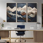 Rustic Mountain Landscape Wall Art Canvas Print, Framed 3D Wooden Effect Mountain Art