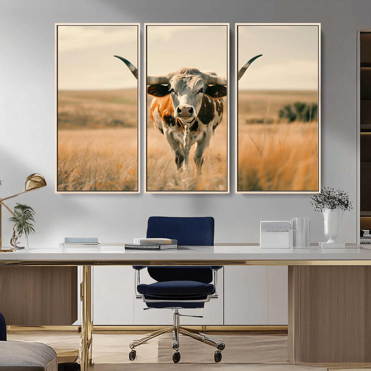 Texas Cow Wall Art Canvas Print for Farm House Wall Decor