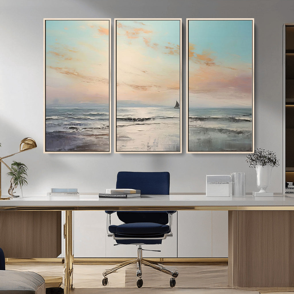 Abstract Ocean Wall Art, Boat Wall Art Canvas Print