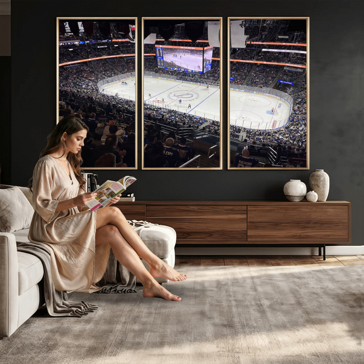 Amalie Arena Florida Wall Art Canvas Print, NHL Hockey, Framed and Ready to Hang