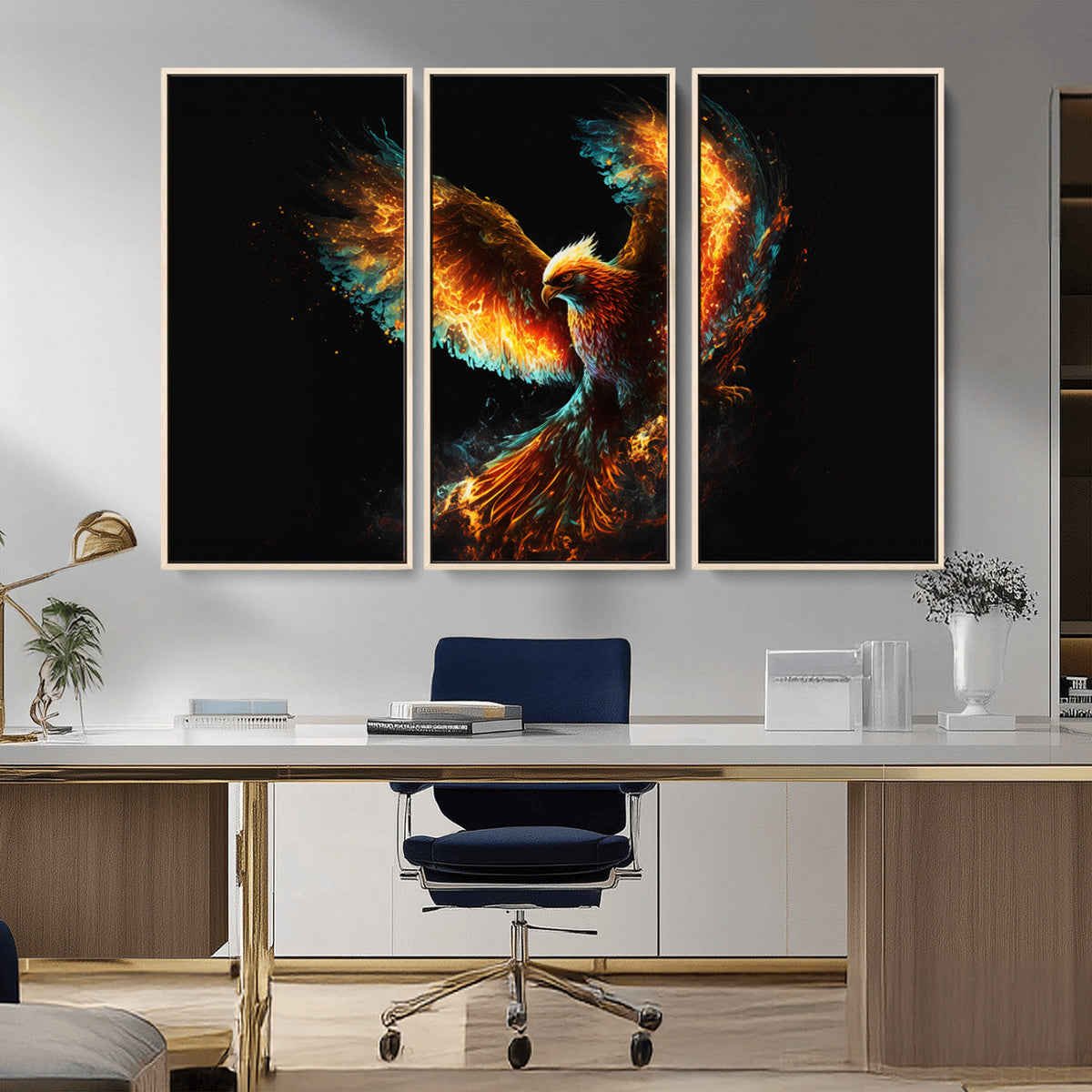 Fiery Phoenix Canvas Print | Ready to Hang Wall Art | Bold Fantasy Decor
