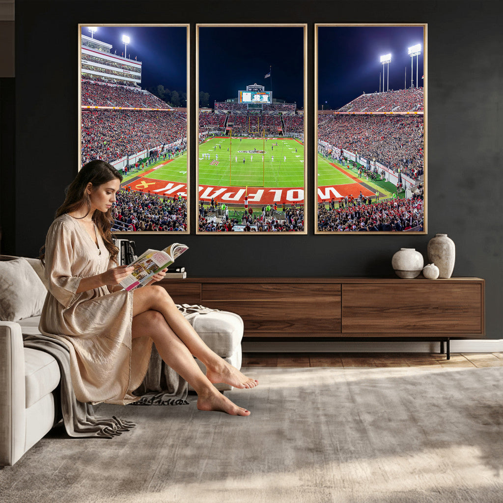Wolfpack Football Team Print, Raleigh Carter-Finley Stadium