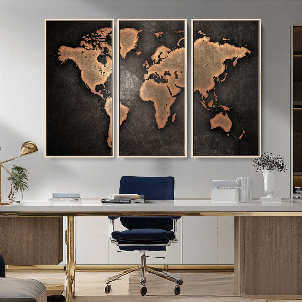 World Map Canvas Print | Framed Travel Map Wall Art for Couples