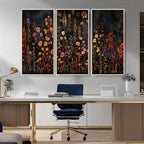 Large Floral Painting Print Illustration Flowers Canvas Wall Art