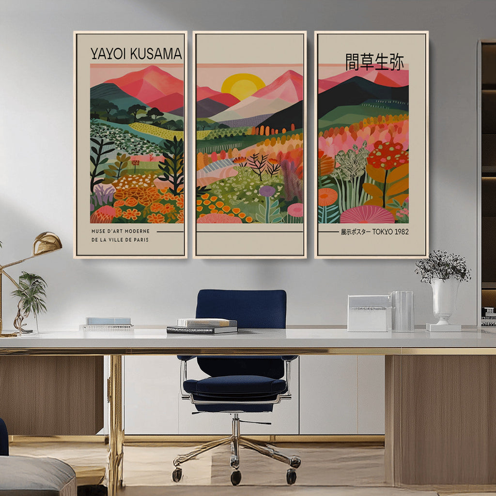 Yayoi Kusama 1986 Wall Art Print, Wabi Sabi Japanese Vibrant Abstract Landscape Canvas