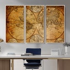 Vintage World Map Canvas Print | Antique Push Pin Travel Map