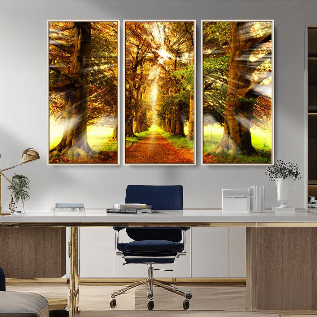 Sunshine in Forest and Trees Wall Art Canvas Print