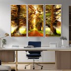 Sunshine in Forest and Trees Wall Art Canvas Print
