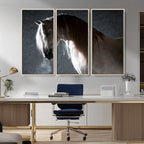 Large Wall Art Cream Colored Horse on Grey Background Canvas