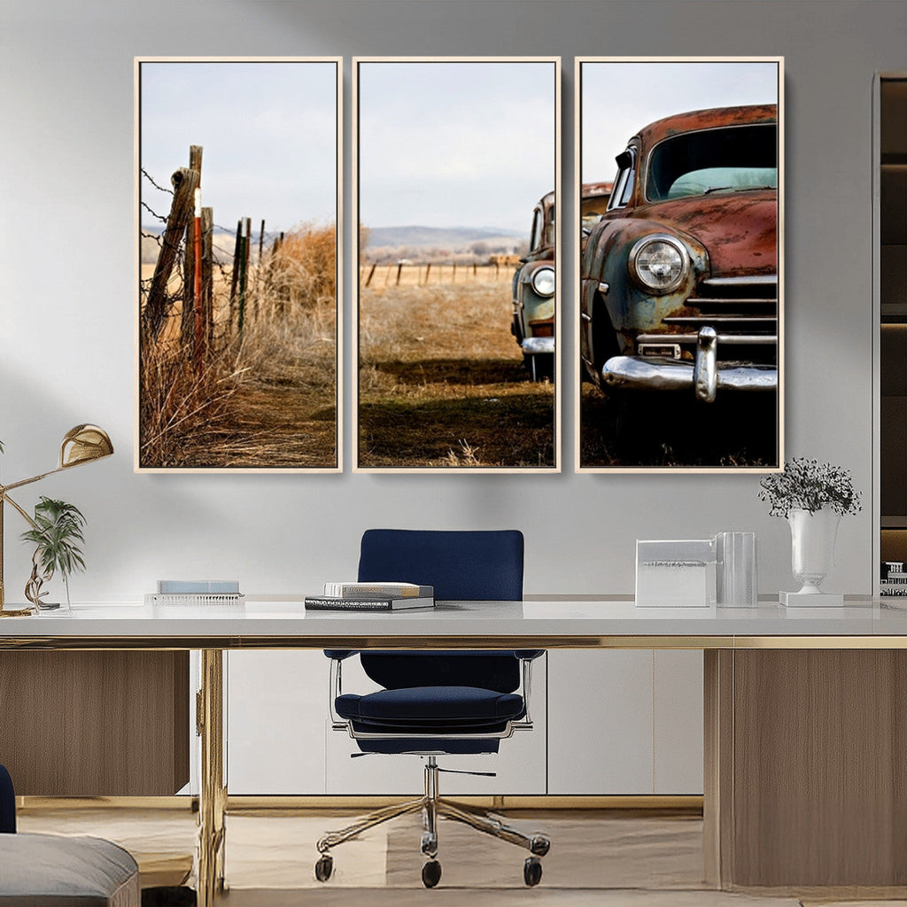 Old Rustic Classic Car Wall Art Canvas Print